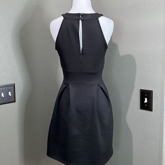 Sweet Storm Black Sleeveless Mini Flair Dress Sheer Front - Picture 5 of 10